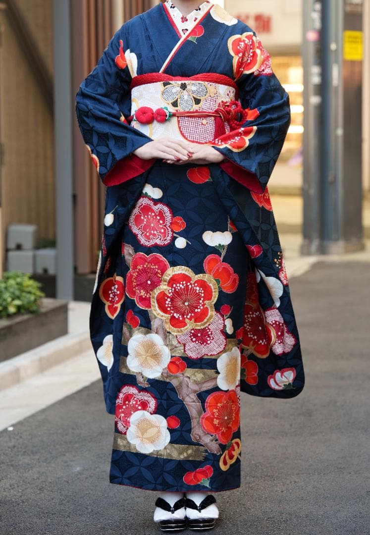 ≪美品≫正絹　振袖9点フルセット【920】【155cm~165cmの方用】 2〜12月】正絹振袖|着物レンタル|153〜165cm|振袖フルセット(青系