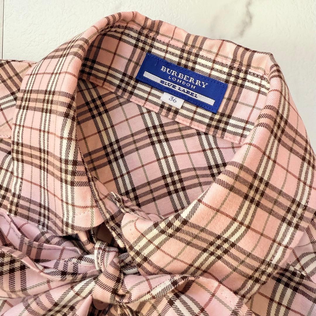 バーバリーブルーレーベル ピンク マイクロチェック ノバチェック