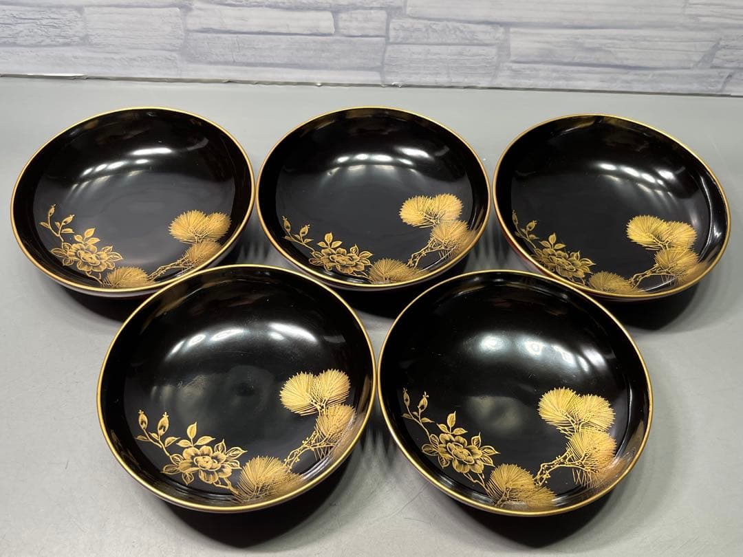 時代 輪島塗 沈金蒔絵 小皿 5枚 木製 - メルカリ