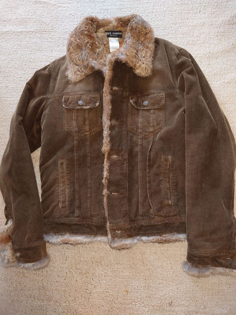 DOLCE&GABBANA ラビットファー コーデュロイジャケット 46 - メルカリ