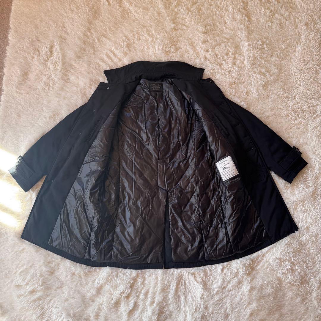 美品 ナノユニバース 西川ダウン ステンカラーコート ジャケット 黒　希少L