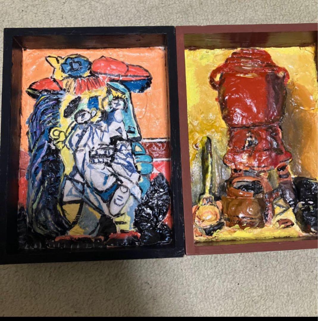 抽象油彩画 フレーム付き 約30x40cm - メルカリ