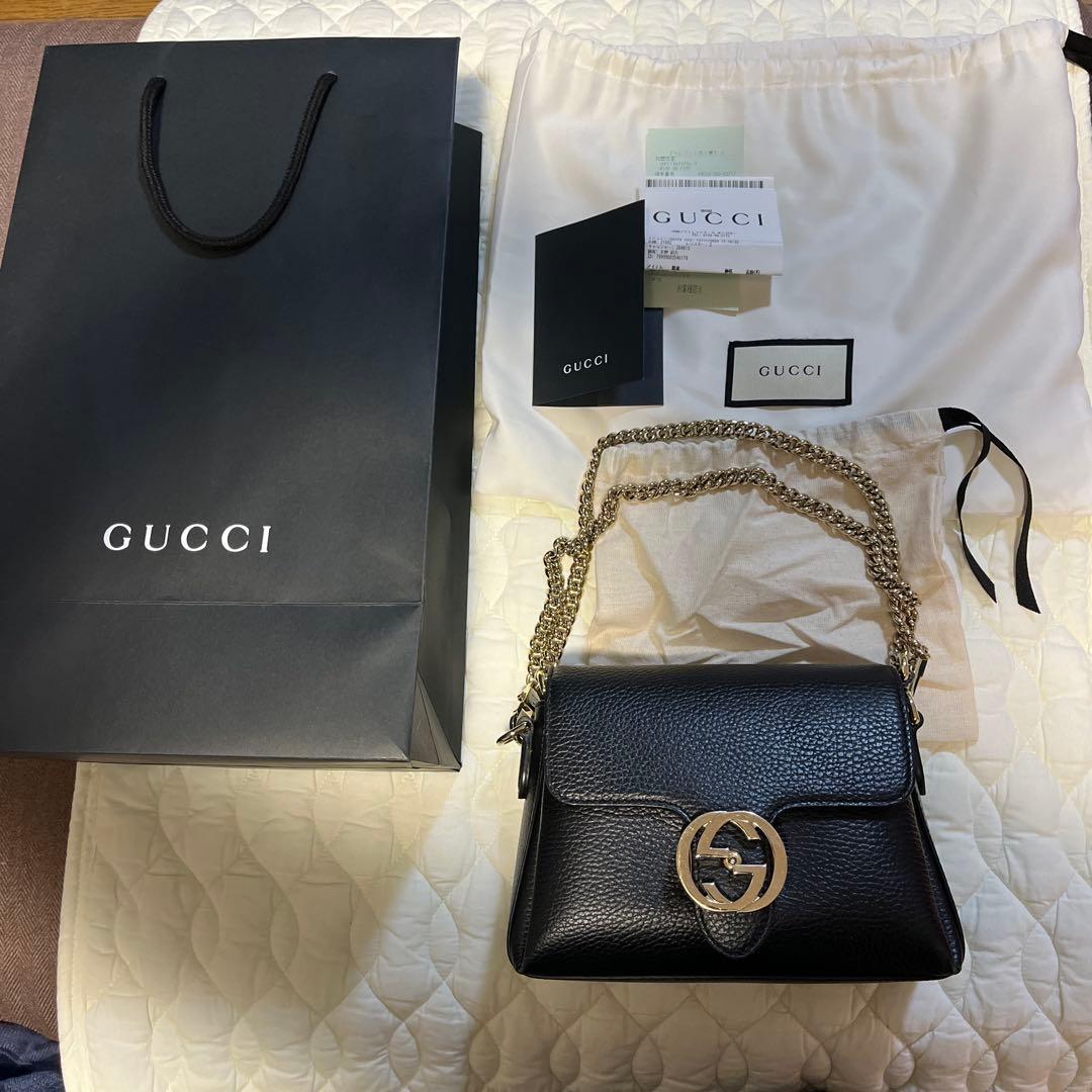 美品GUCCI ブラックショルダーバッグ GGロゴ グッチGGロゴ アウトレット 黒 ユニセックス ショルダーバッグ 449185