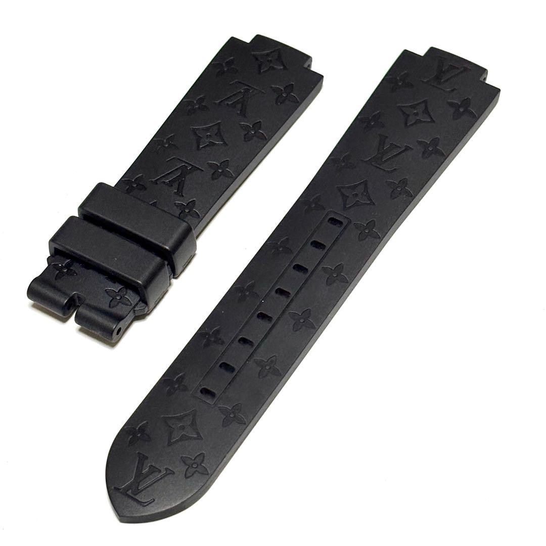 ルイヴィトン タンブール 腕時計用 R15614 モノグラム ノワール ブラック 中古)LOUIS VUITTON ルイ・ヴィトン タンブール オールブラック クロノ