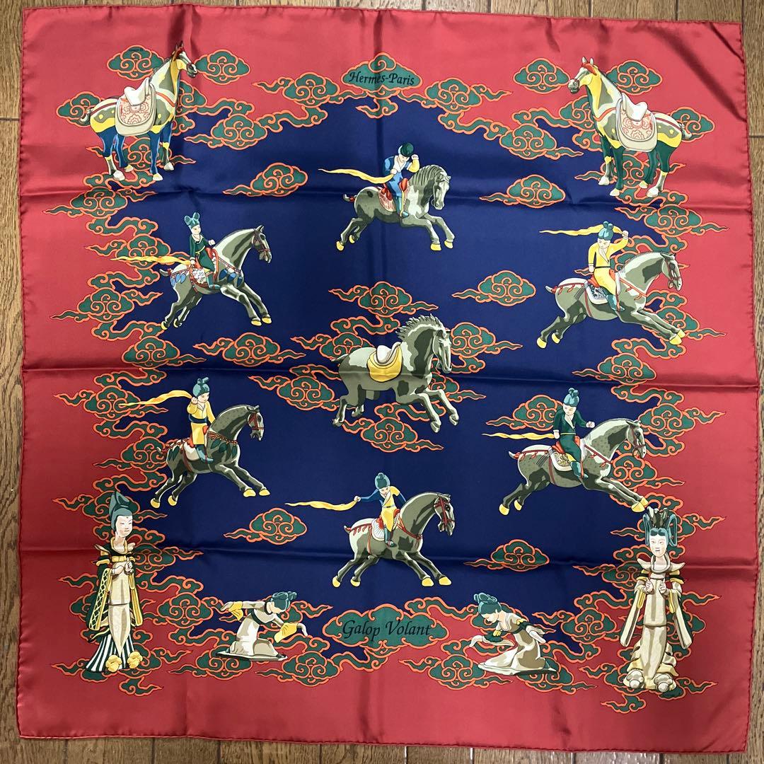 エルメス　スカーフ 90cm レア品❣️「空飛ぶギャロップ」柄 fukuoh_he13gt-854411