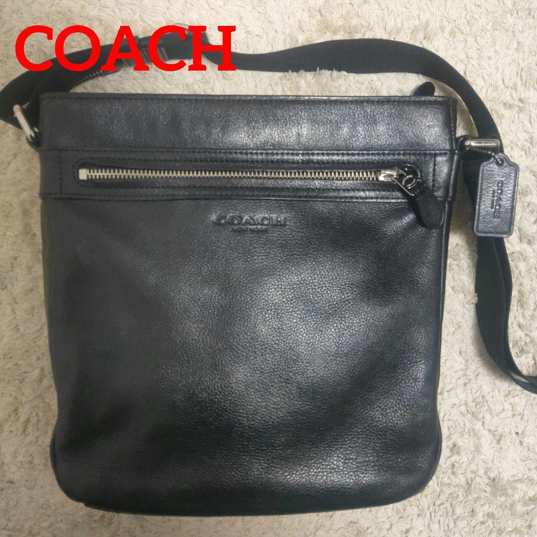 COACH コーチ レザーショルダーバッグ 黒 F71745 メンズ 斜め掛け COACH（コーチ） 国内発送 バッグ メンズ ショルダーバッグ スムース