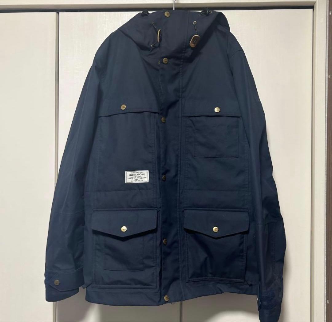 美品】BILLABONG 上ネイビー ビブパンツ マスタード 上下セット M