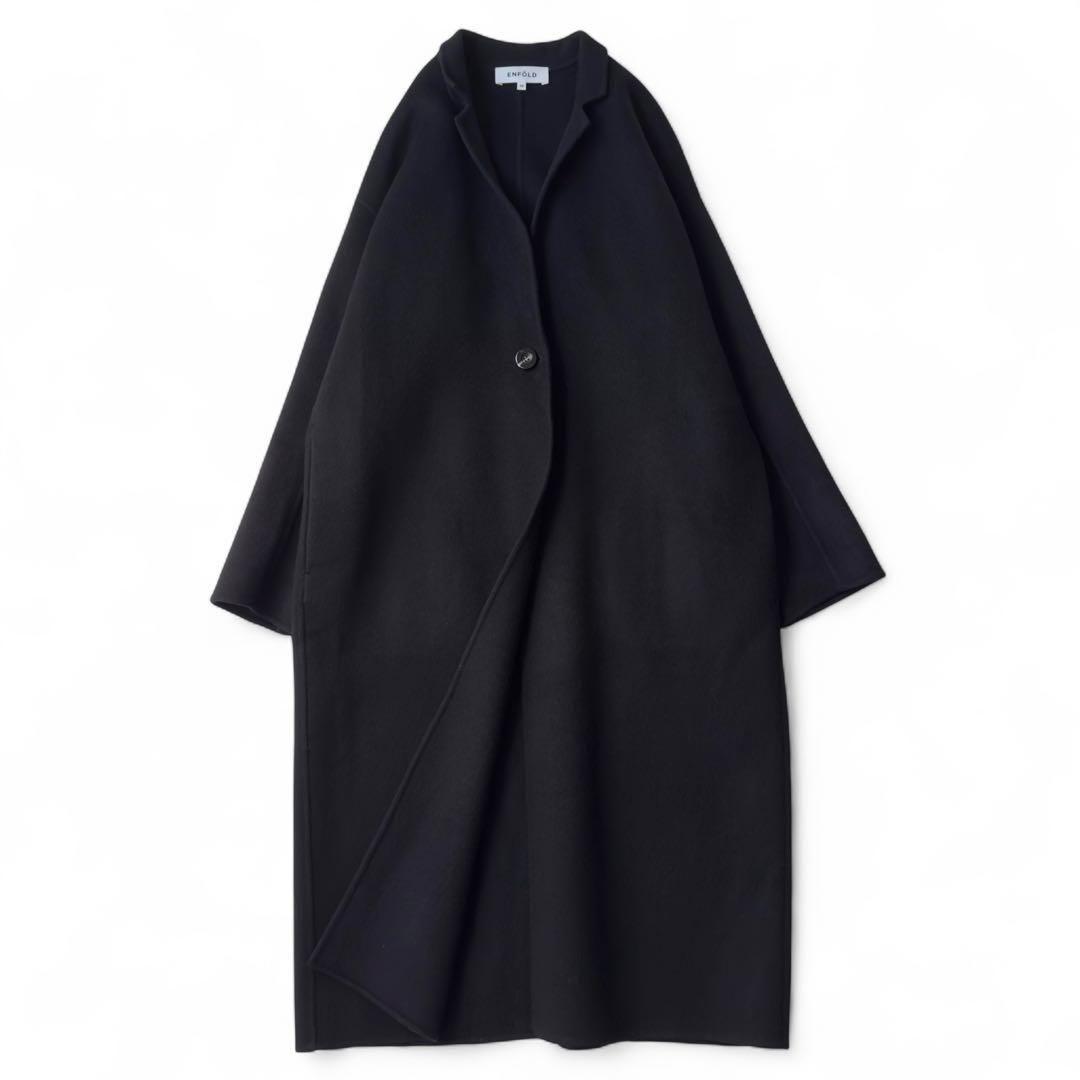 ENFOLDエンフォルド ウールリバーテーラードコート ブラック 38