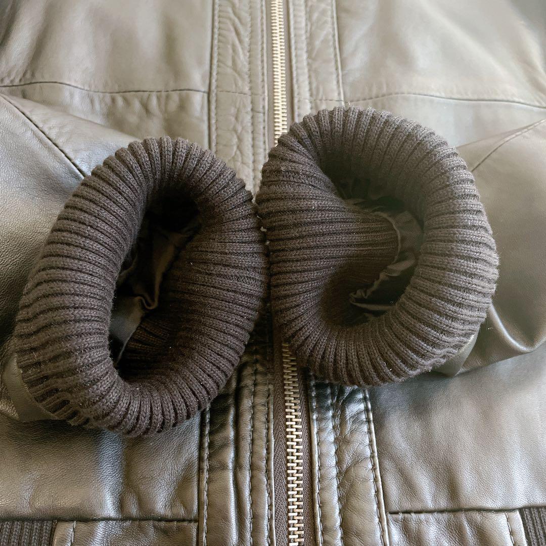 美品】ジースターロゥ レザーボンバージャケット 牛革 リブ 金ボタン