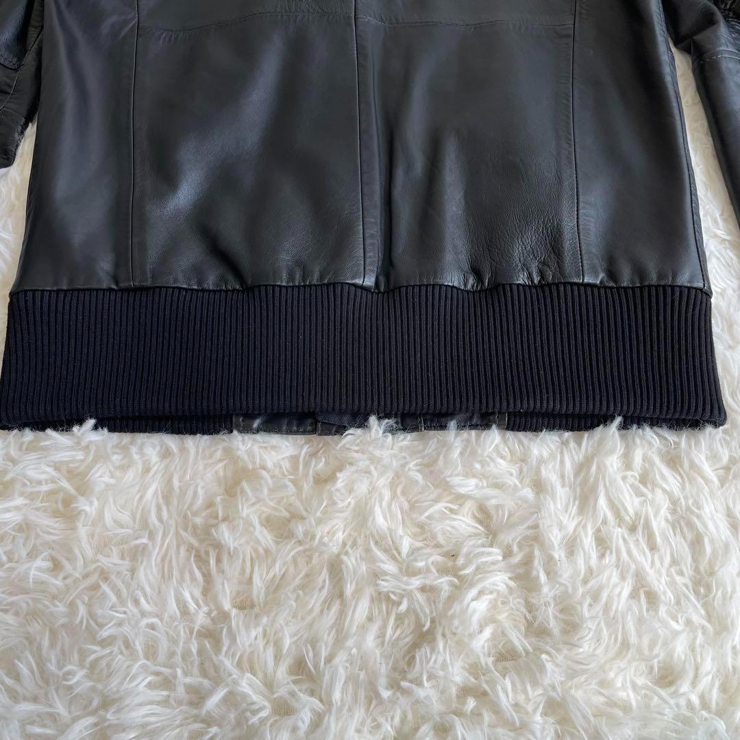 美品】ジースターロゥ レザーボンバージャケット 牛革 リブ 金ボタン