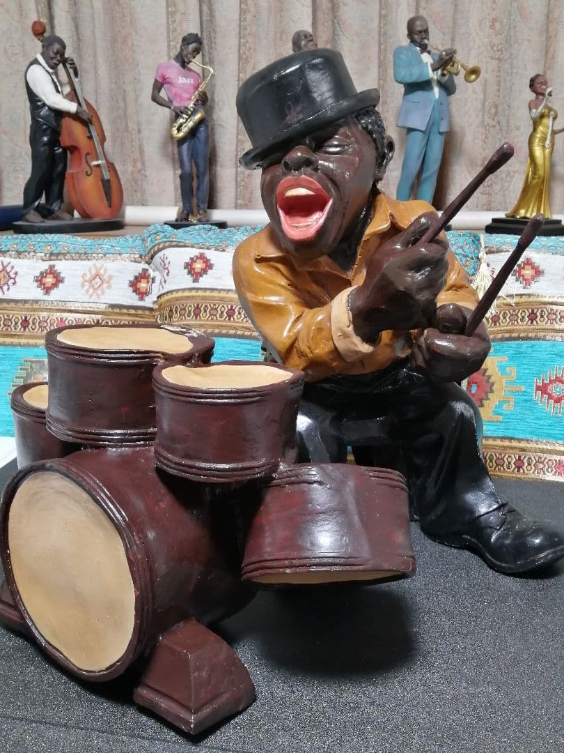 JAZZ 黒人 ジャズバンド 置物 オブジェ レコード部屋 - メルカリ