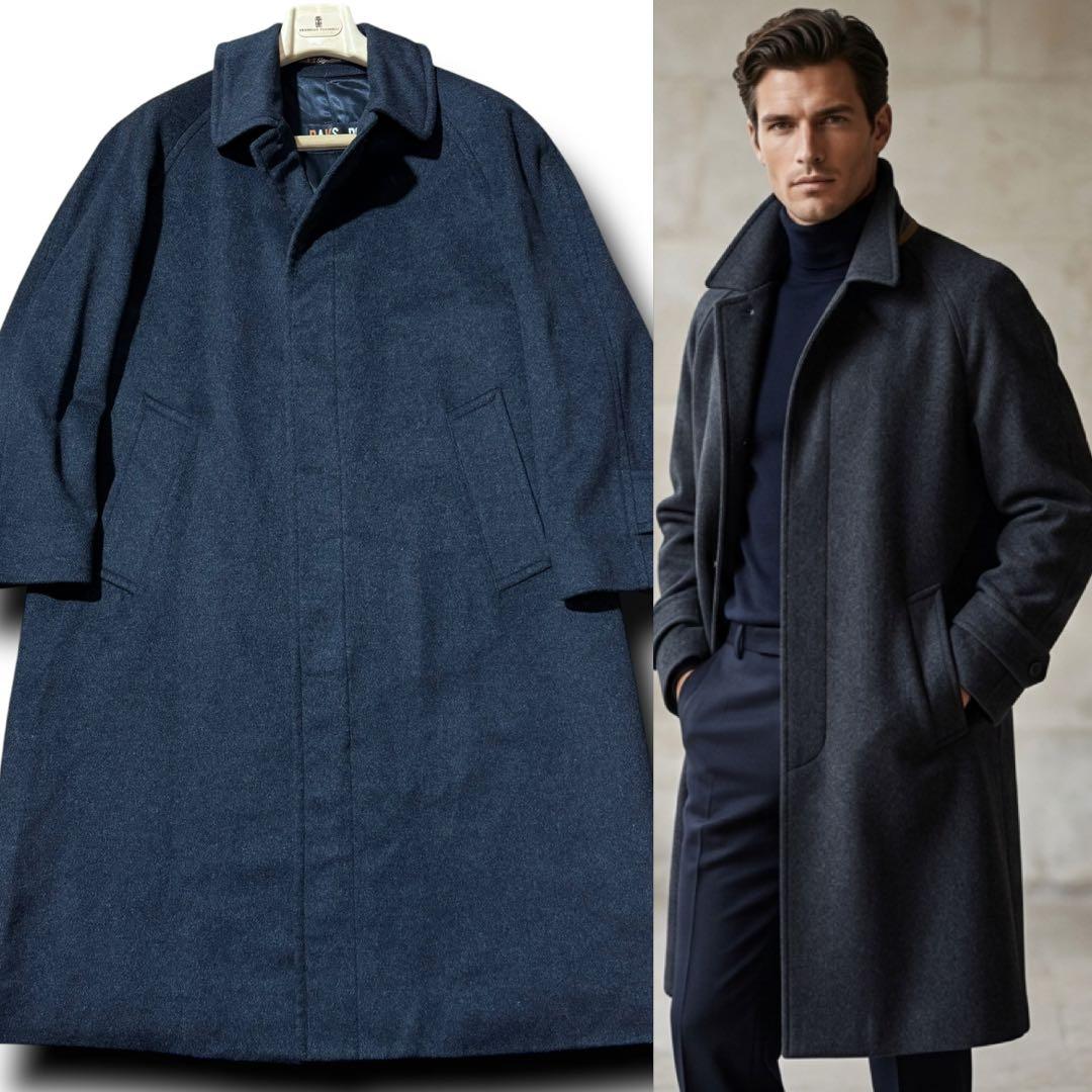 DAKS ダックス カシミヤ100% ステンカラーコート ダークグレー 48 L