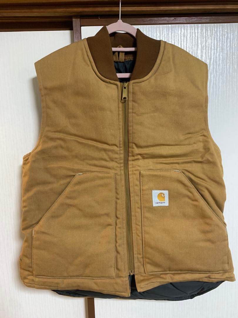 Carhartt ベージュ ジップアップベスト ダックベスト V01 サイズM