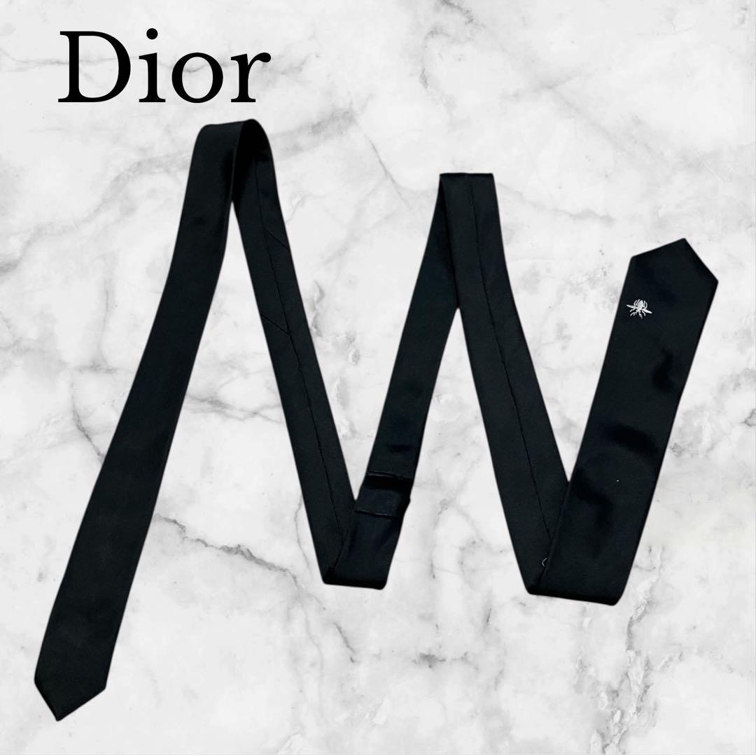 Dior ディオールオム ネクタイ bee ソリッド ナロータイ 黒 - メルカリ