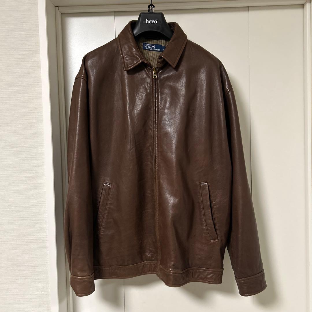 90s ラルフローレン レザージャケット ブラウン L ラムレザー