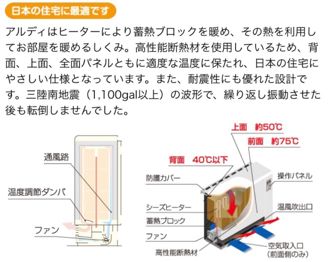 蓄熱暖房器 アルディミニ 100Vコンセント式 工事不要 - メルカリ