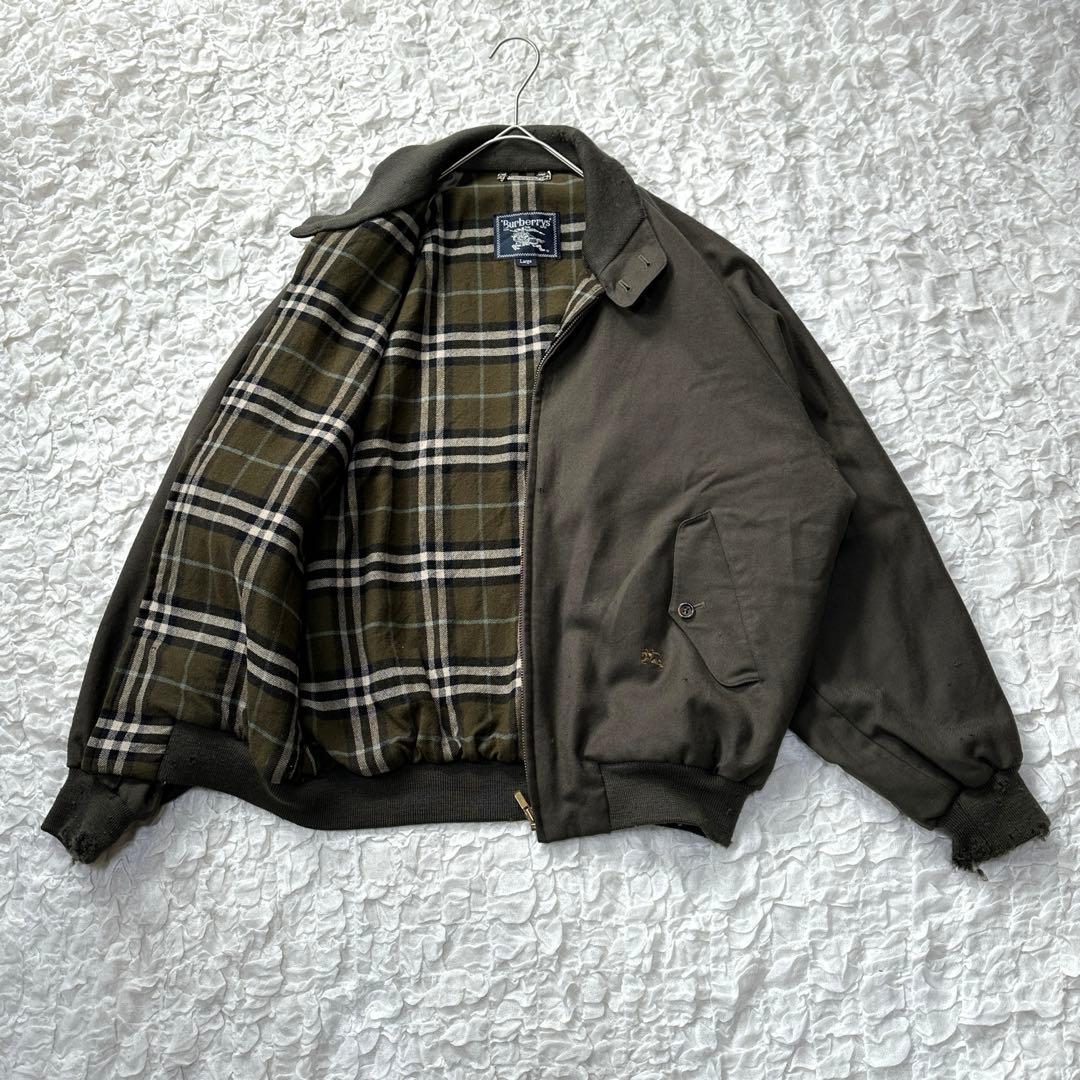 90S バーバリー ウール ハリントンジャケット G9 ホースロゴ オリーブ