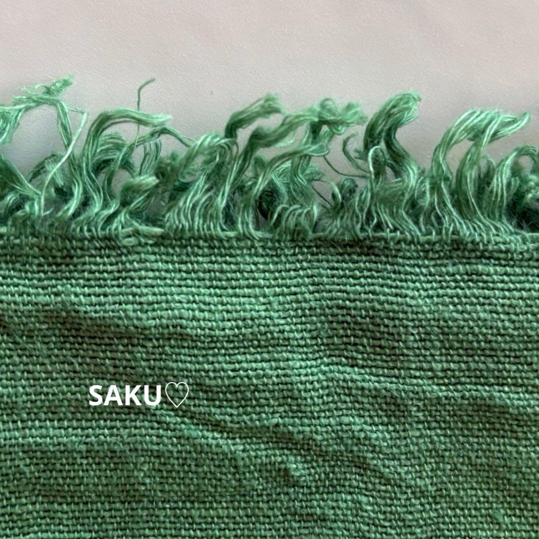 定価30250円 ASAUCE MELER ベルギーリネンフリンジストール 緑 - メルカリ