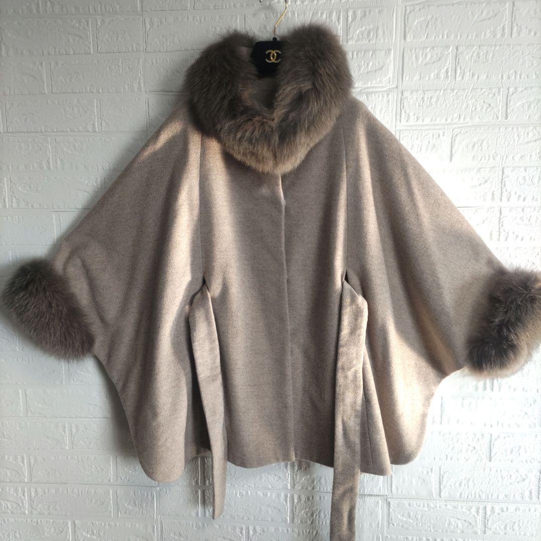 専用✨sagafurs サガ 　ファー　fox　ポンチョ ケープ コートカシミヤ