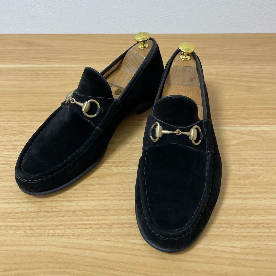 グッチ　ホースビットローファー　スエード　ブラック　42