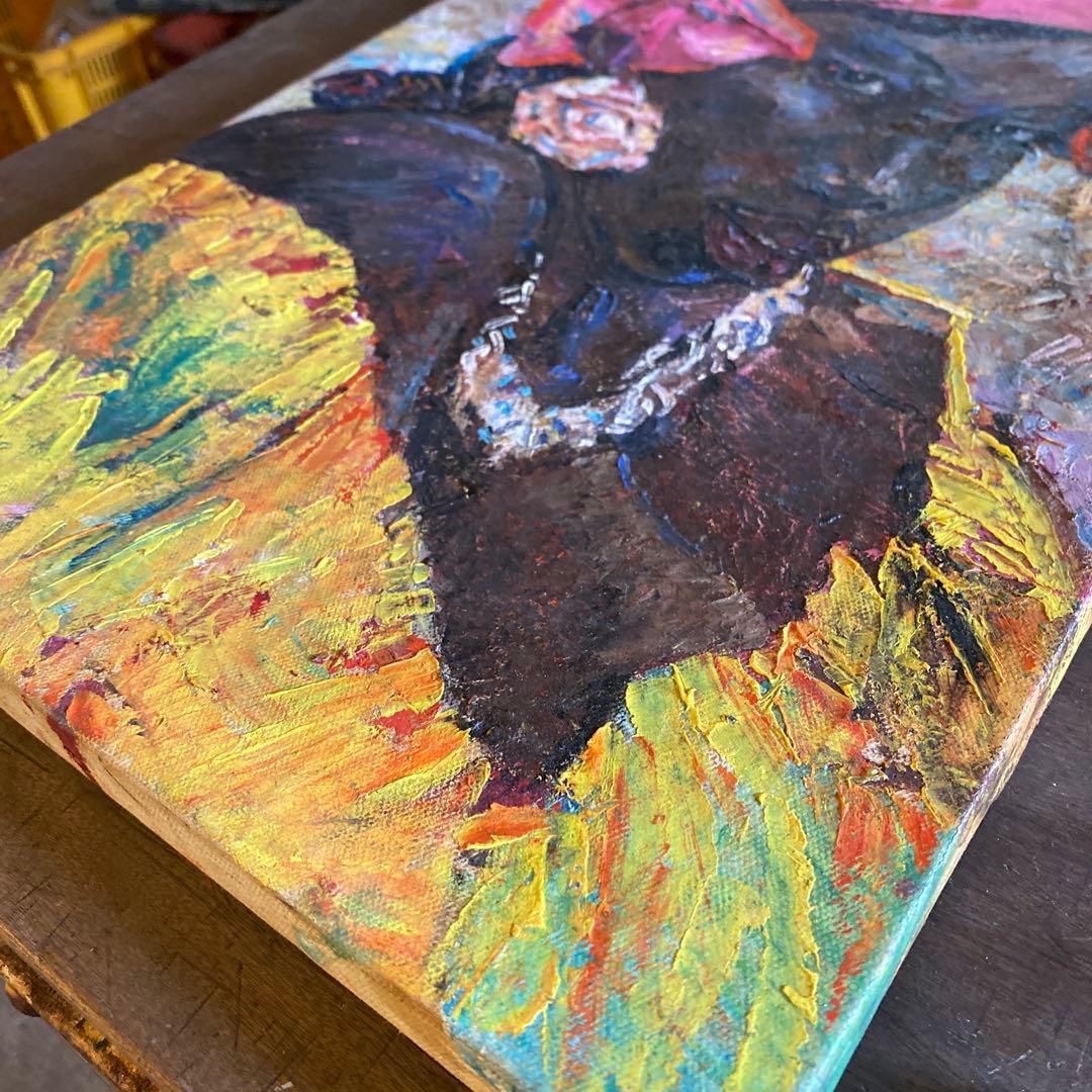 絵画　アート　美術作品　アフリカの女性