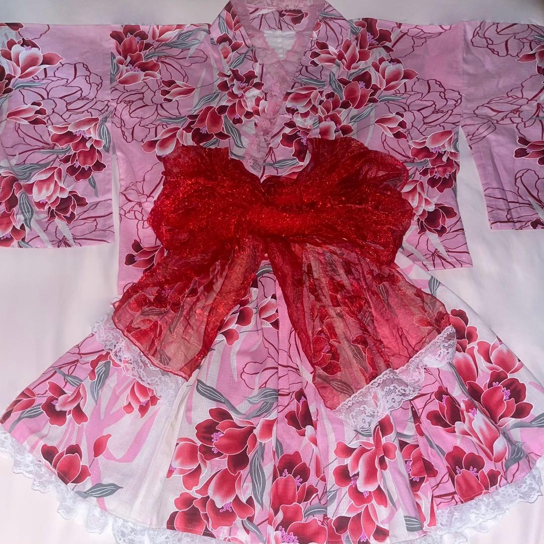 浴衣ドレス 大人 ピンク 姫ギャル