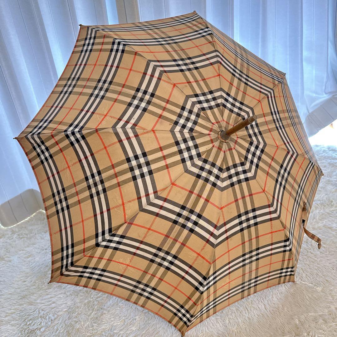 Burberrys ノバチェック 長傘 木製ハンドル ヴィンテージ 雨傘 - メルカリ