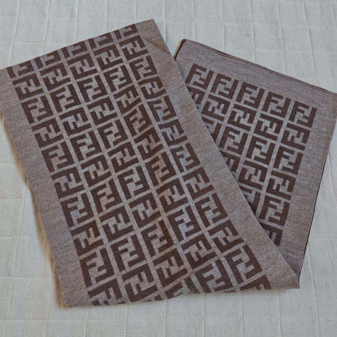 Fendi ロゴマフラー ブラウン系 大判 FENDI（フェンディ） 【SPRING SALE☆30％OFFクーポン】フェンディ