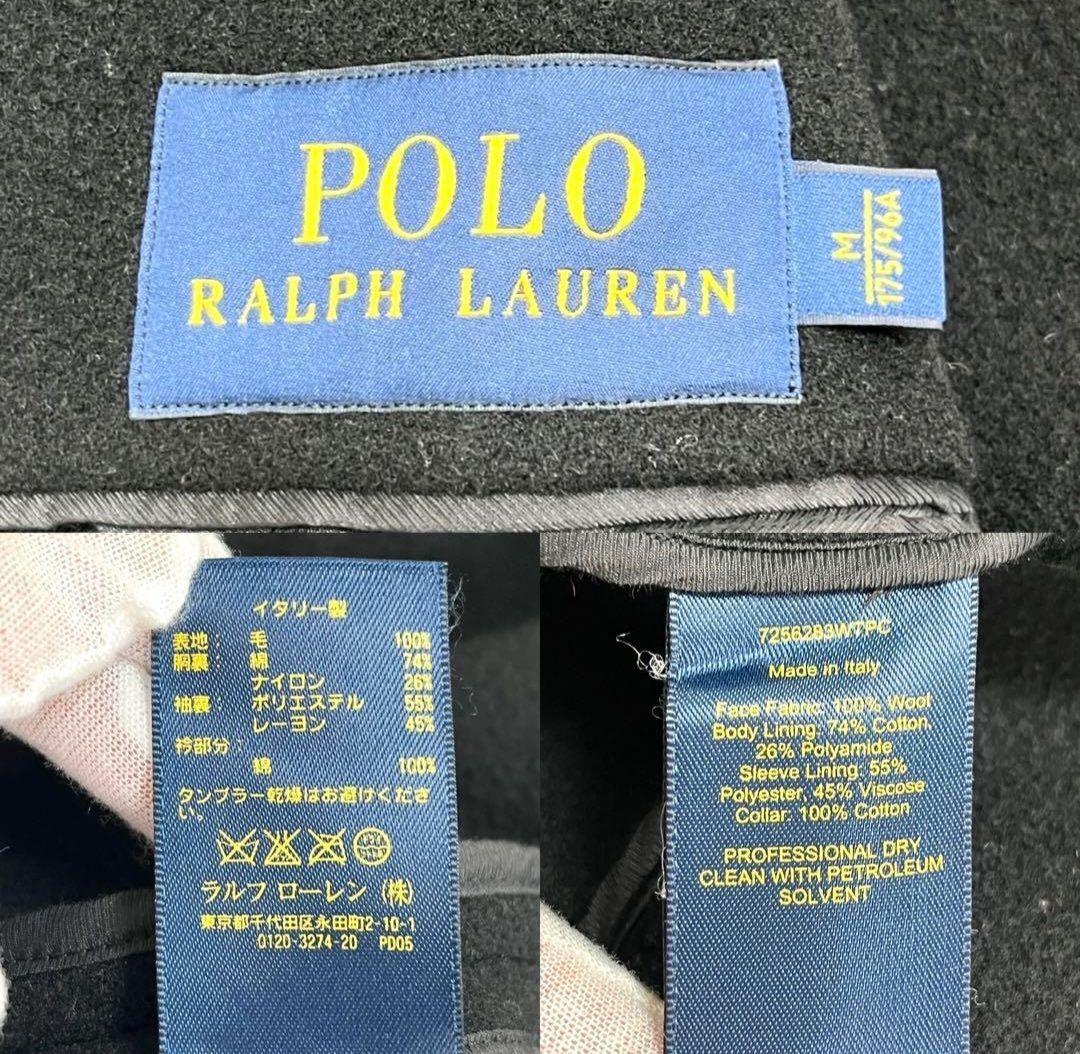 美品 ポロラルフローレン ベロア襟切替 チェスターコート 黒