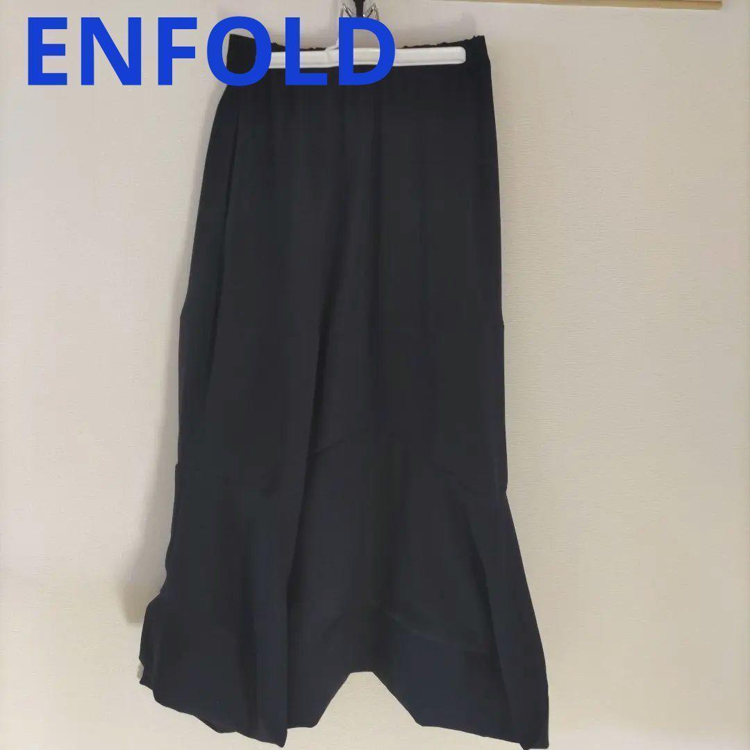 ★ENFOLD SQUARE PEPLUM SKIRT NAVY 36（S） ☆ENFOLD SQUARE PEPLUM SKIRT NAVY 36（S）
