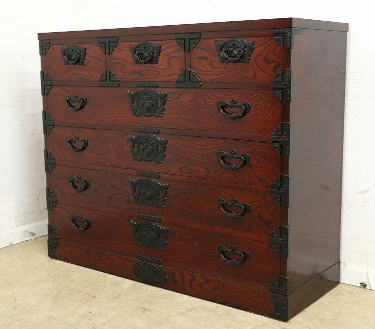 美品【岩谷堂箪笥】ケヤキ欅・5段7杯 整理箪笥 鍵付・チェスト・和箪笥