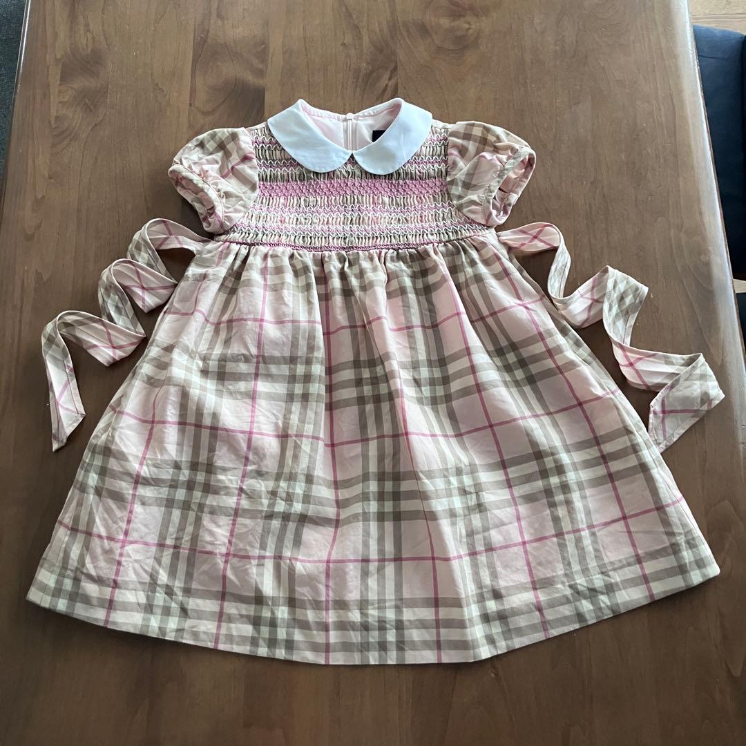 バーバリー 入学式 スモッキング チェック柄 フォーマル ワンピース