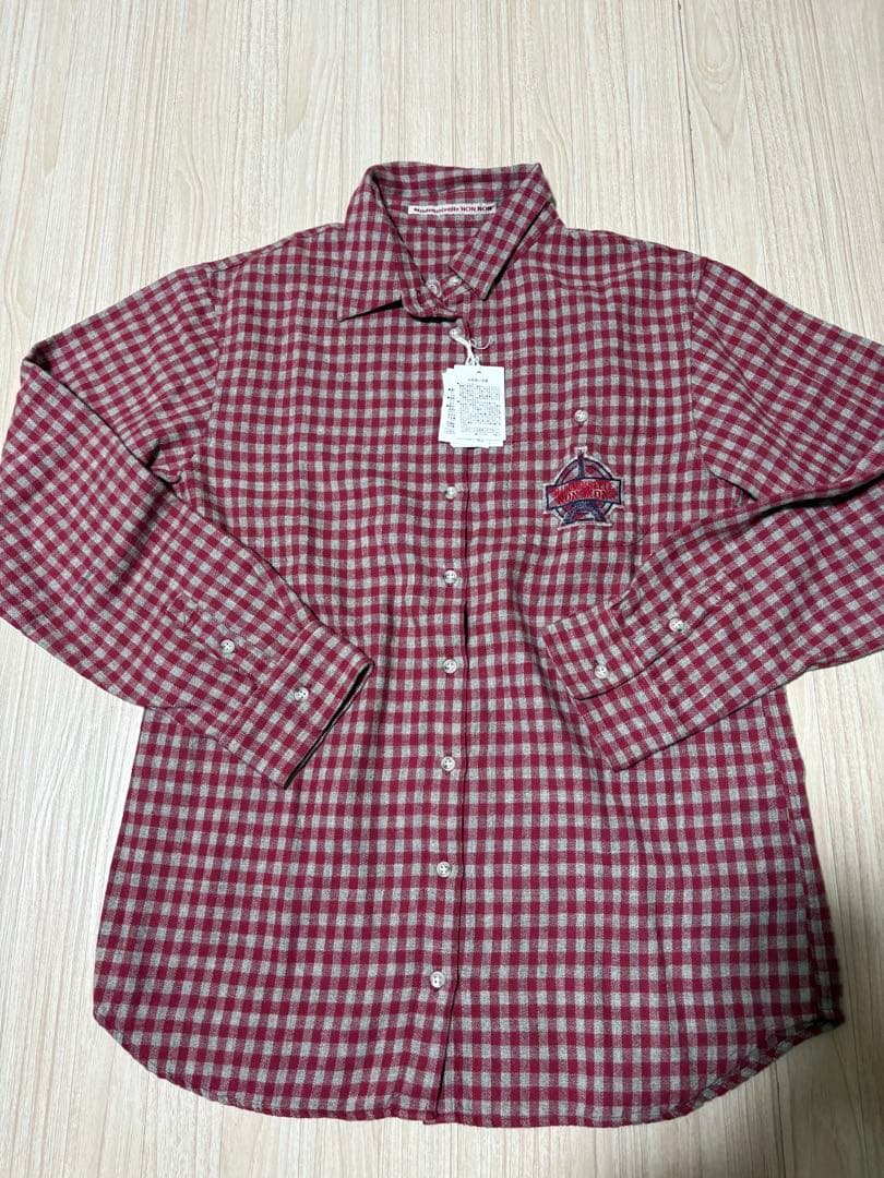 マドモアゼルノンノン 長袖 チェックネルシャツ　❣ 未使用タグ付き Mademoiselle NON NON マドモアゼルノンノン チェック柄 長袖 シャツ