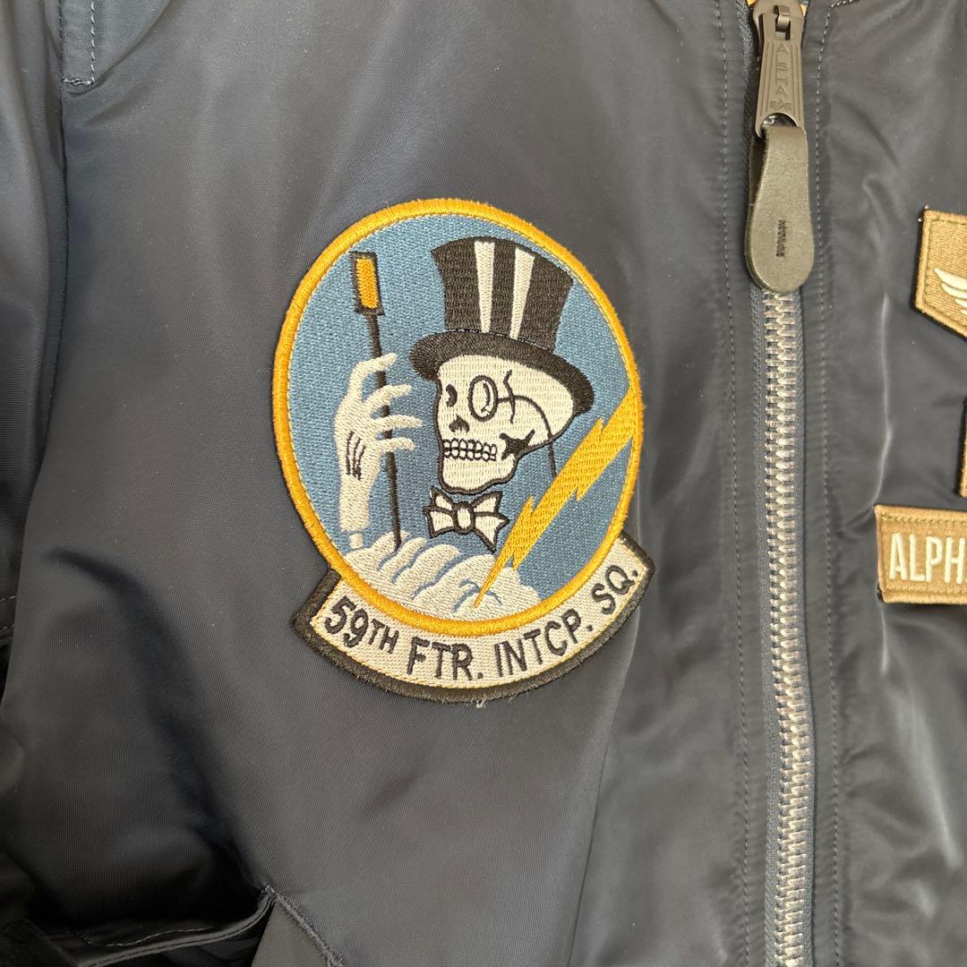 ALPHA MA-1 フライトジャケット 刺繍 ネイビー 短丈59th FTR - メルカリ