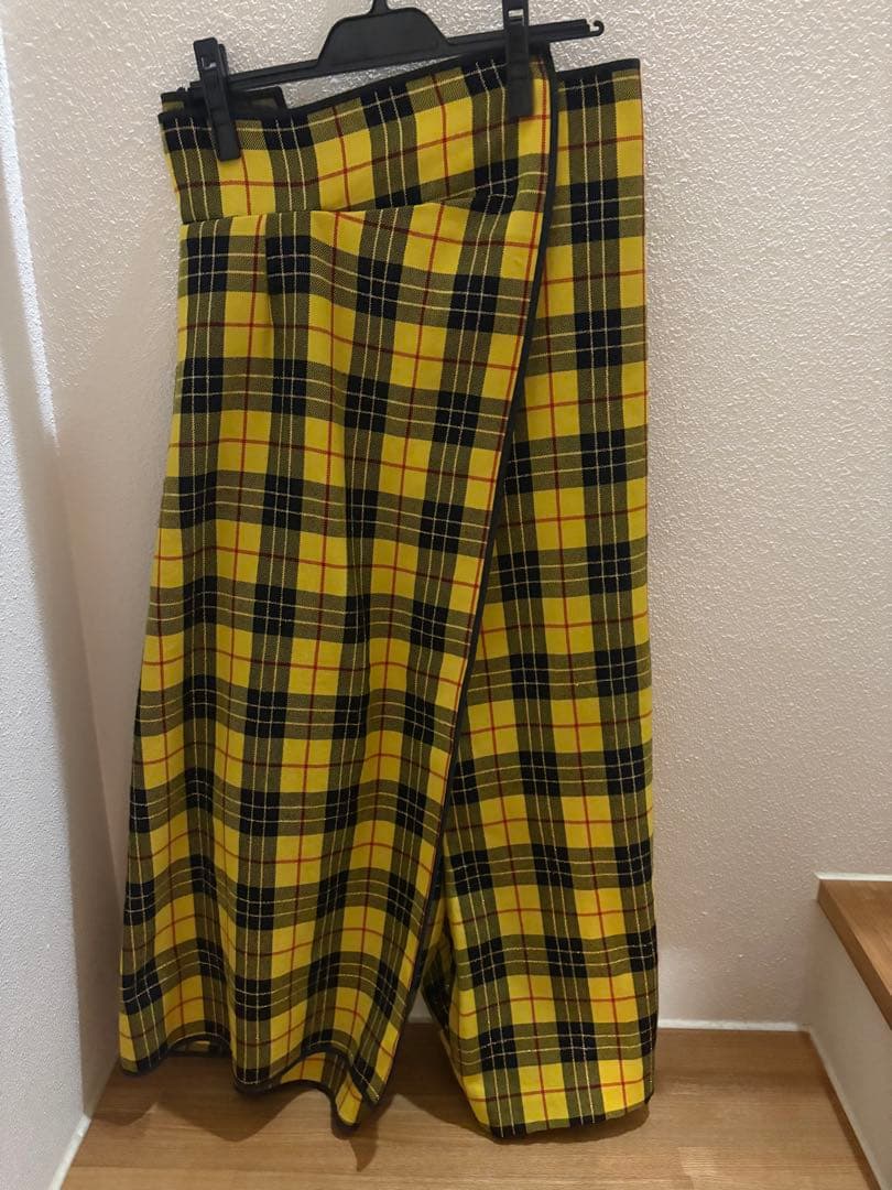 コムデギャルソン　タータンチェック　パンツ　イエロー 中古・古着通販】tricot COMME des GARCONS (トリココムデギャルソン