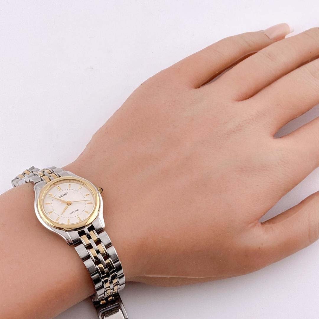 【電池交換済】SEIKO　EXCELINE　レディース腕時計　コンビ　ゴールド