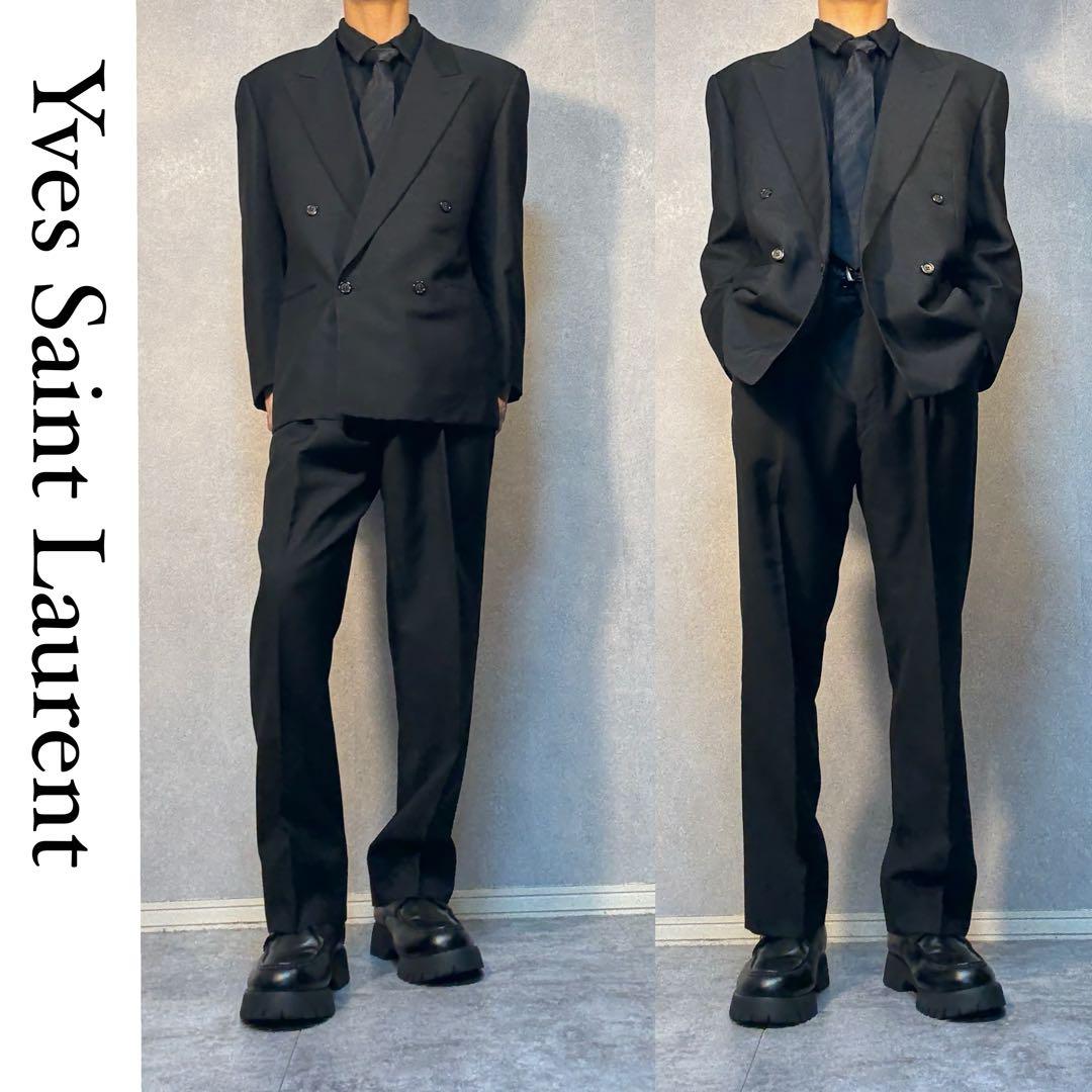 極美品】イブサンローラン セットアップ ダブル ブラック - メルカリ