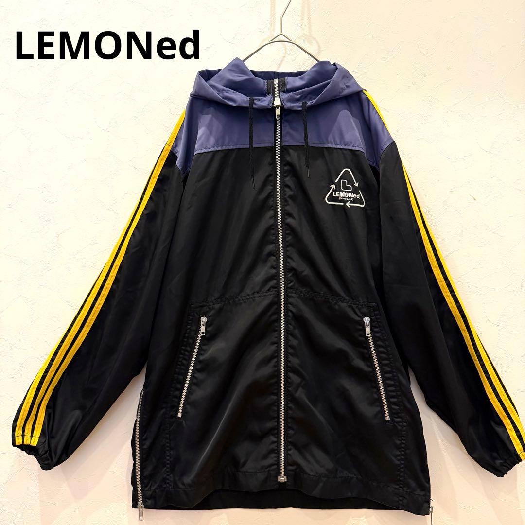 美品】LEMONed hide ラインパーカー ナイロン 黒×紺×黄 1 - メルカリ