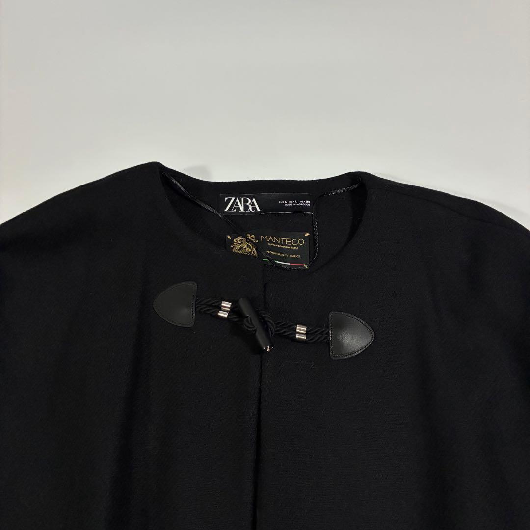 美品】ZARA MANTECO ケープコート ポンチョ 完売品 希少 L 黒の通販は