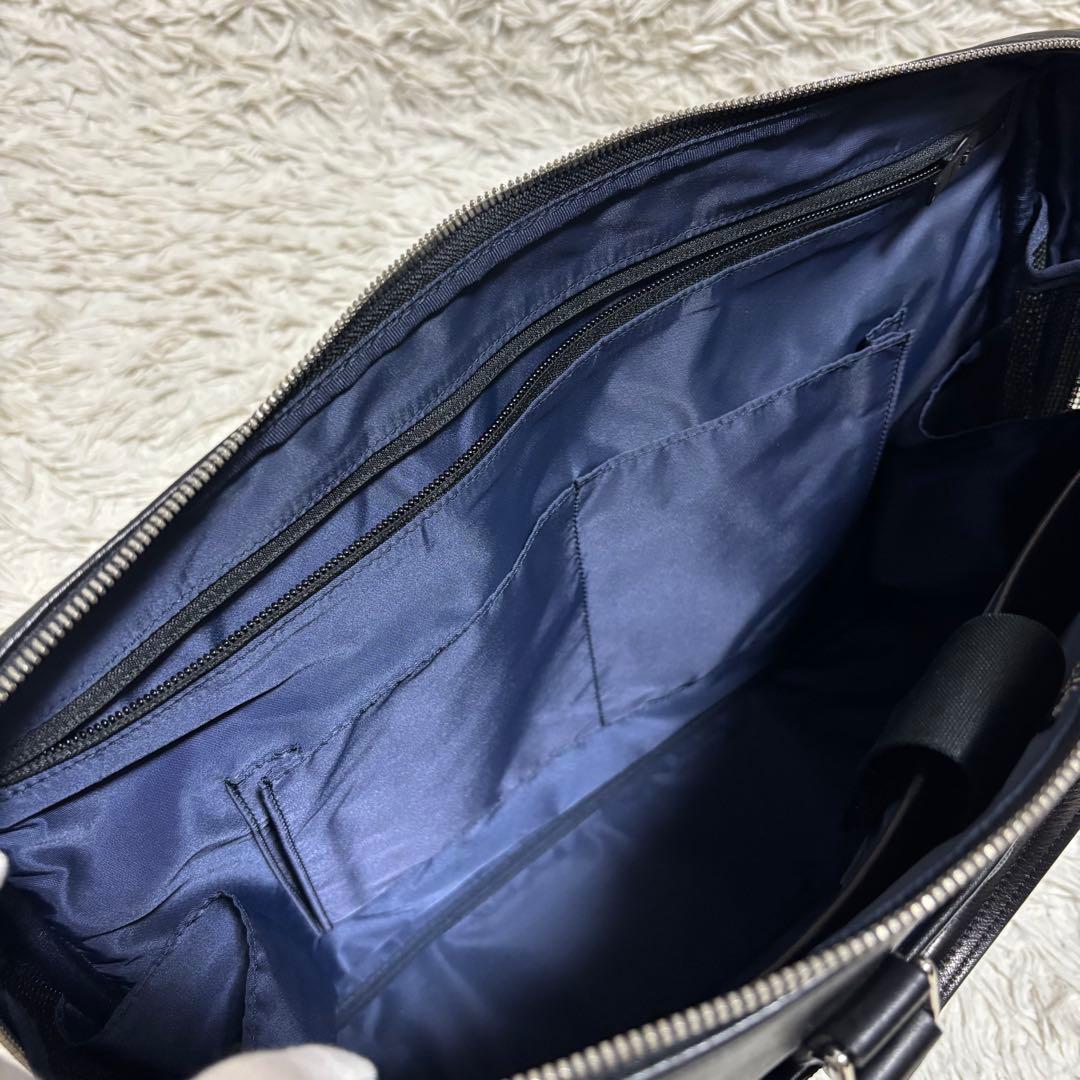 ポーター ロウ ブリーフバッグ ビジネス PC収納 ブラック×ネイビー L