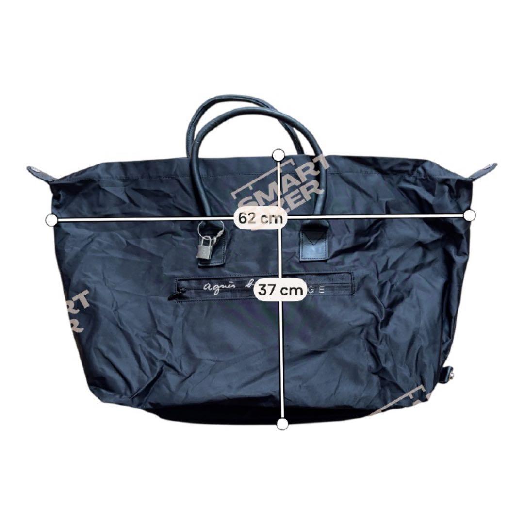 南京錠・鍵付き】アニエスベー ボヤージュ ボストンバッグ ナイロン 黒