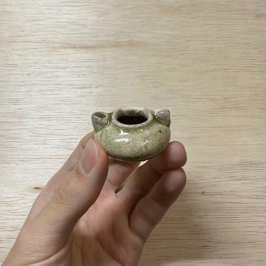 古瀬戸 水滴 灰釉 室町時代 茶入 茶道具 黄瀬戸 油揚手 古美術 骨董