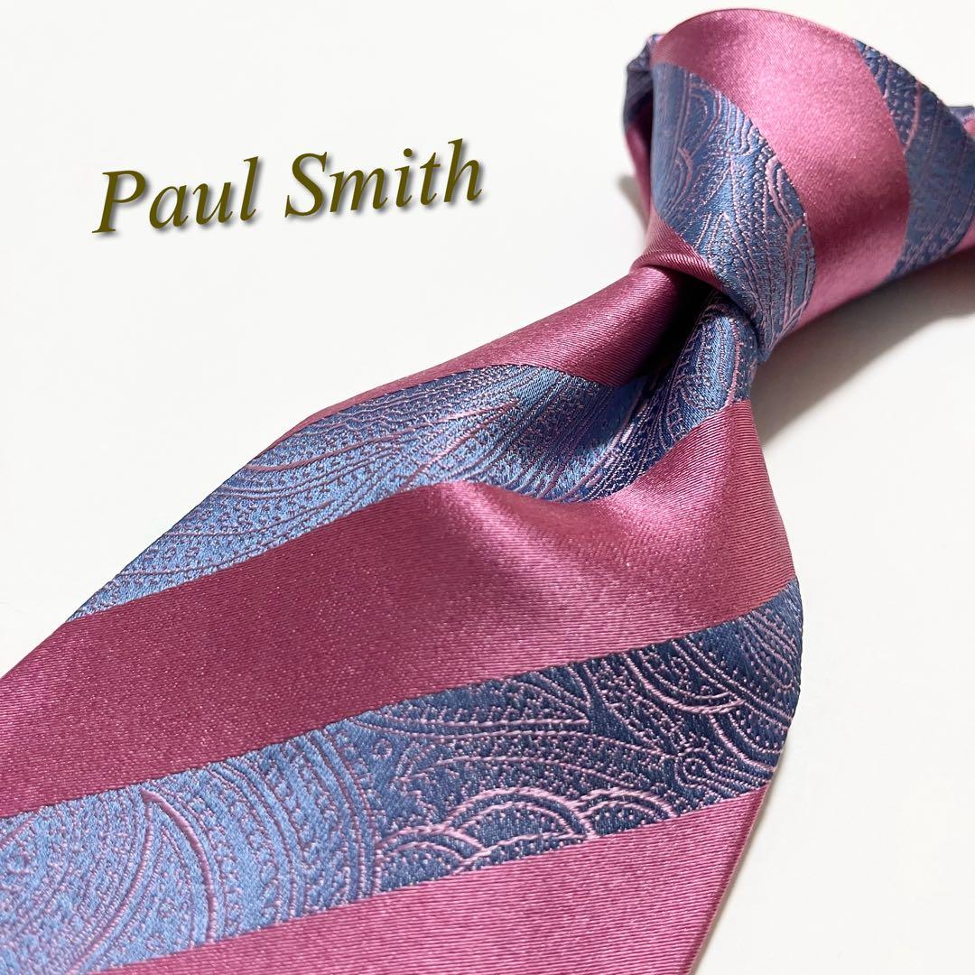 極美品】ポールスミス ネクタイ ペイズリー×ストライプ柄 シルク ジャ
