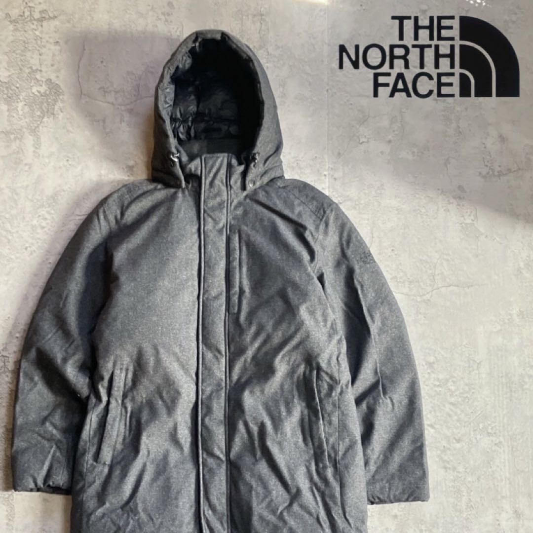 ザノースフェイス ダウンジャケット フード取り外し可能 グレー メンズ