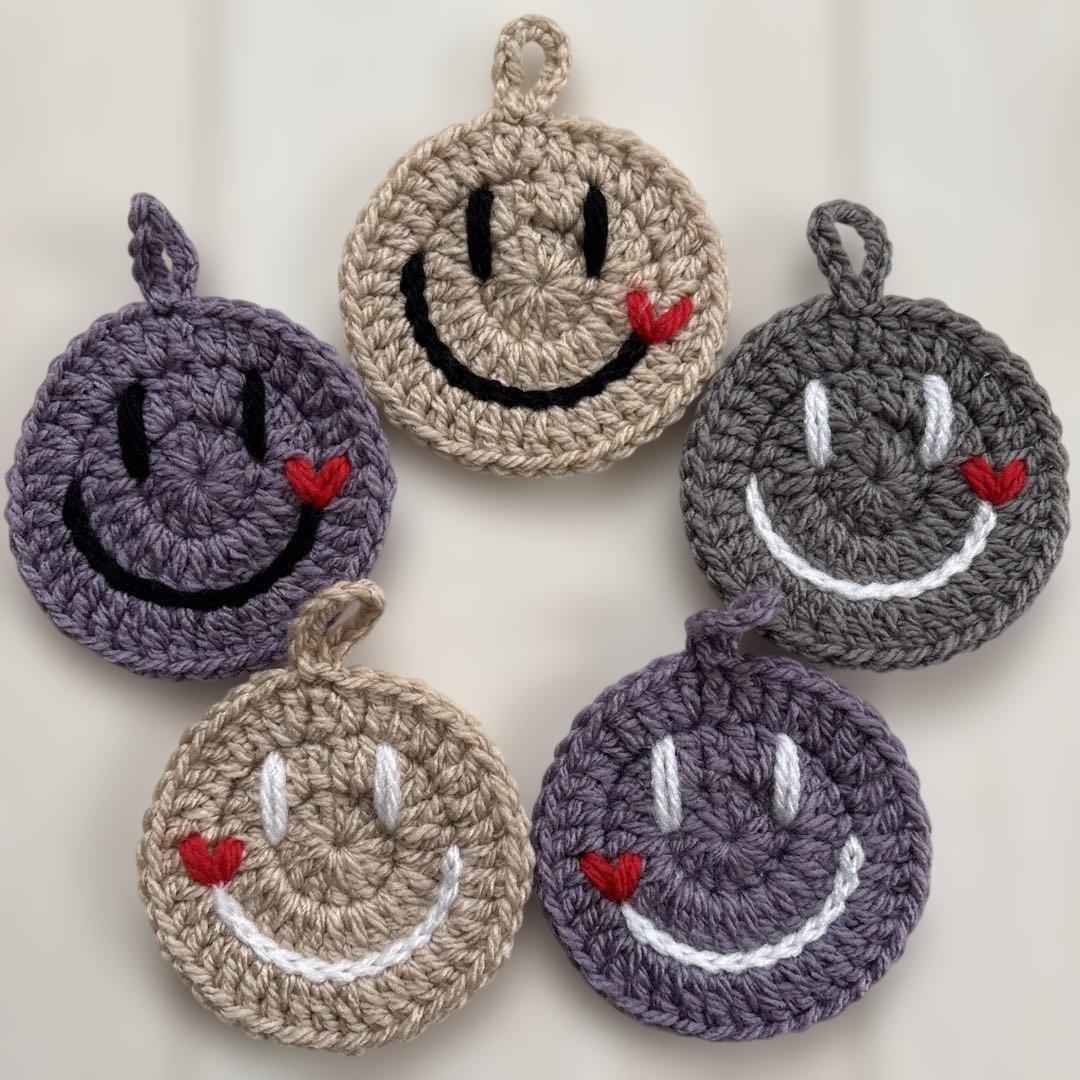 アクリルたわし エコたわし コースター にこちゃん スマイル ハート