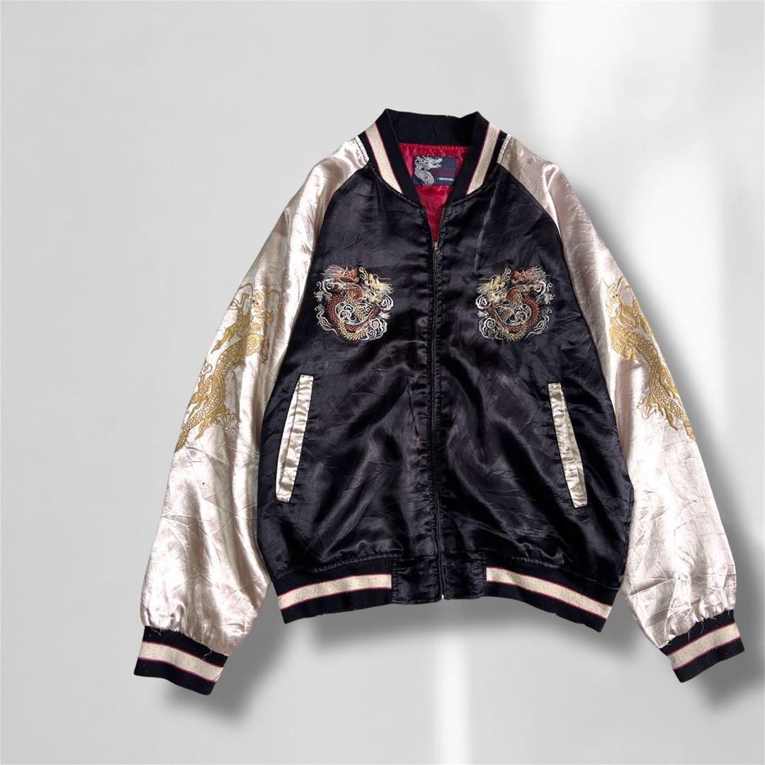 スカジャン ブラック ゴールド ドラゴン刺繍入り スタイリッシュ 長袖 B176 楽天市場】テーラー東洋 スカTシャツ ロンT スカジャン 長袖Tシャツ