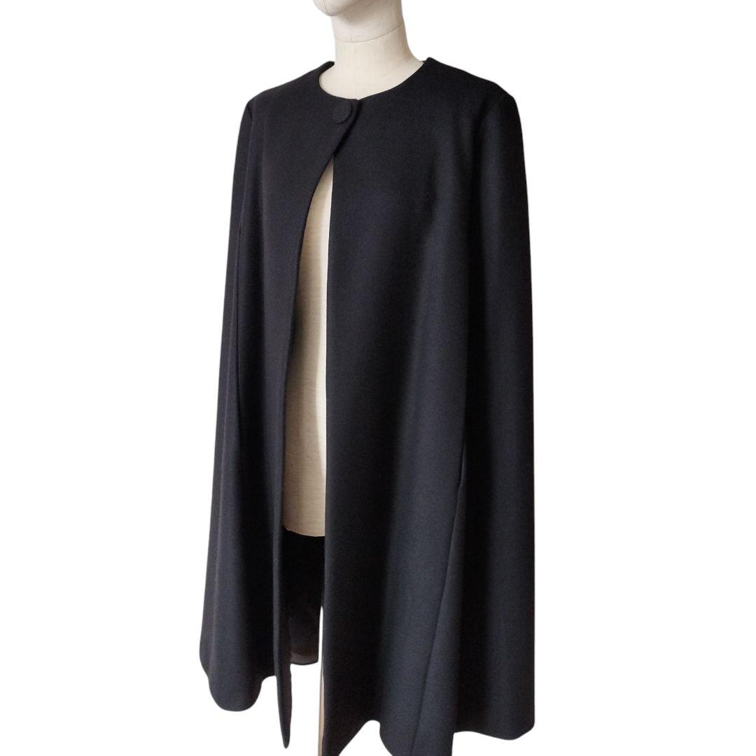 美品✨】ZARAザラウーマンウールロングケープコートポンチョブラックS