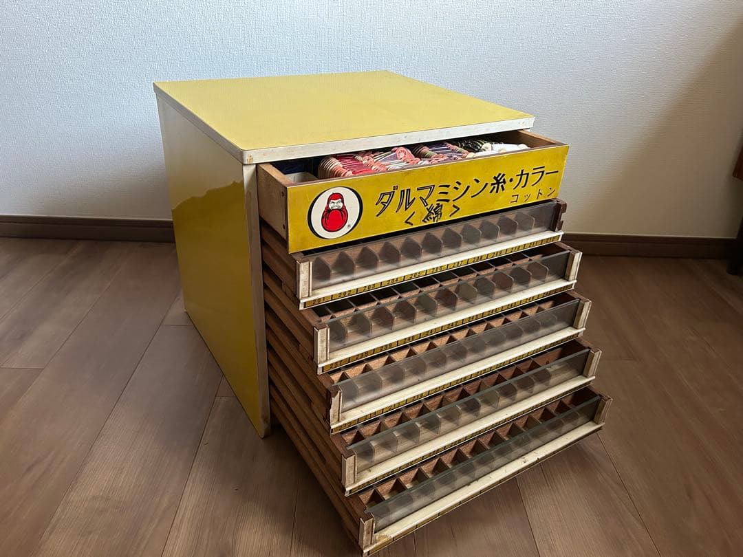 糸ケース　什器　糸　未使用　ダルマミシン　収納棚 引出し　レトロ 陳列棚 糸ケース ミシン糸 ダルマ シルク糸 レトロ 昭和レトロ ヴィンテージ