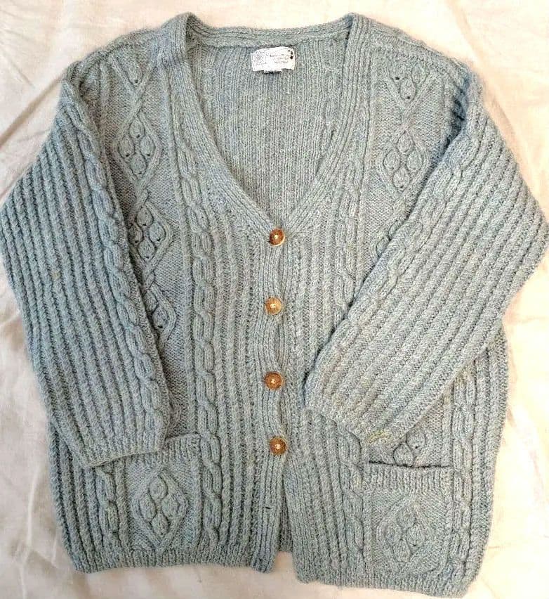 希少90sスコットランド製 肉厚アランニットカーディガン