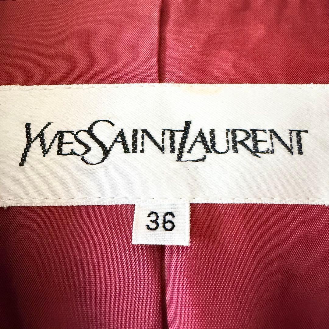 6274 希少✨ イヴサンローラン チェスターコート 9 レッド ウール100